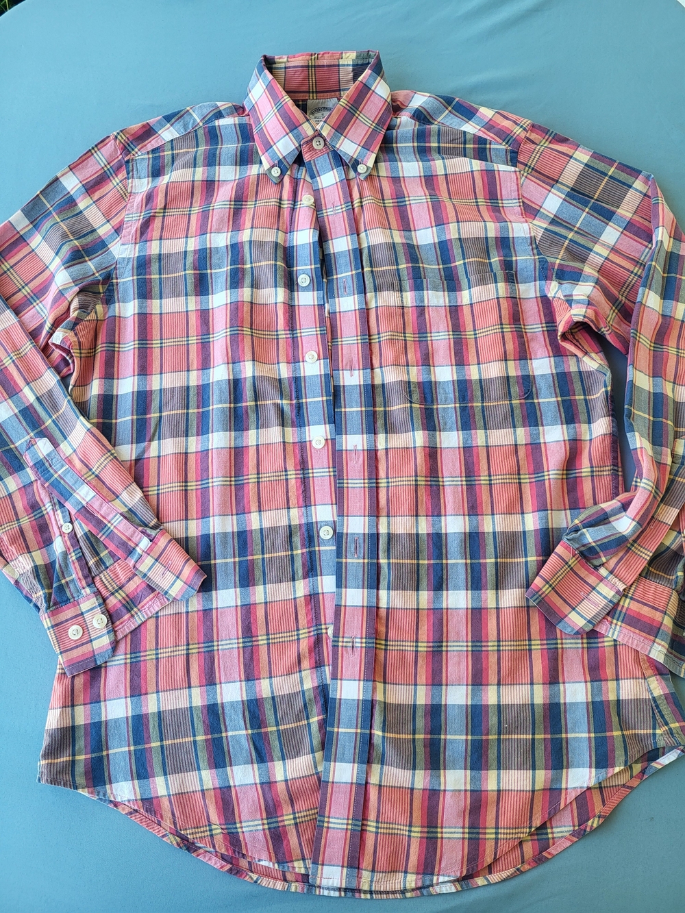 Brooks Brothers Pink and Blue Plaid Button-Down Shirt